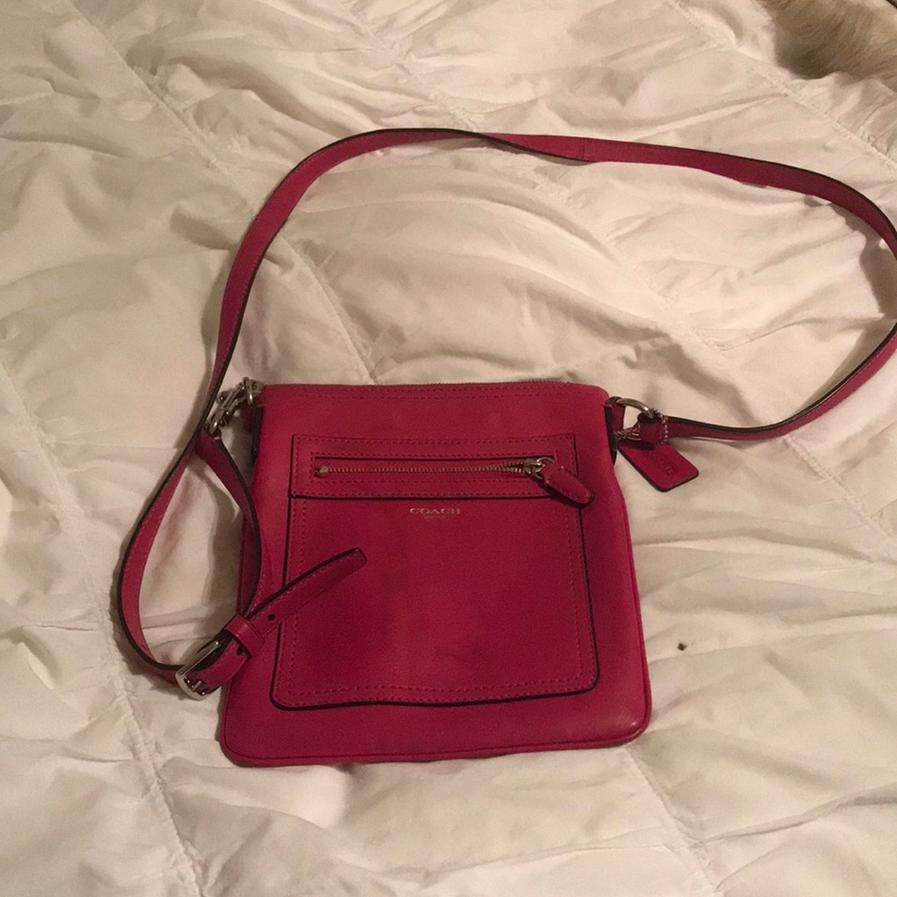 Coach hot pink slim crossbody bag